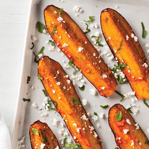 Berenjena griega asada con queso feta