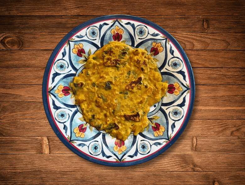 Besan Chilla paquistaní (tortitas saladas de garbanzos)