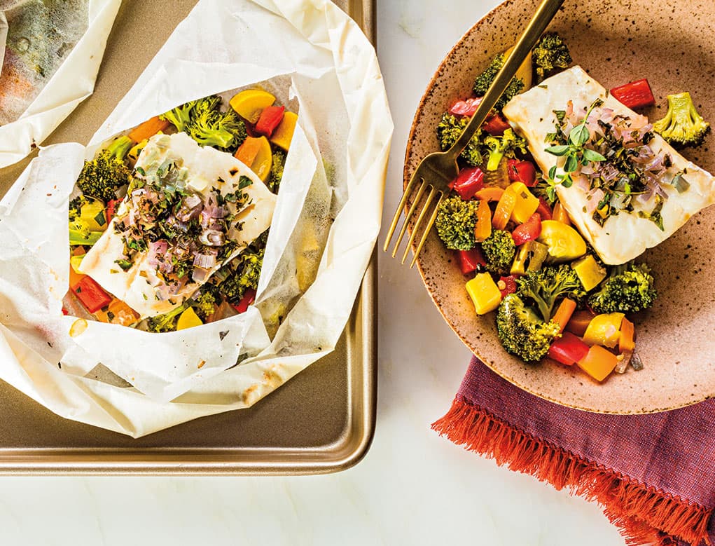 Bolsa de pescado blanco al horno de temporada
