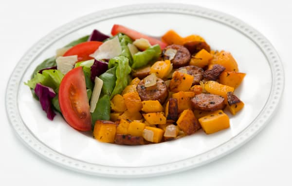 Calabaza de invierno con salchicha italiana