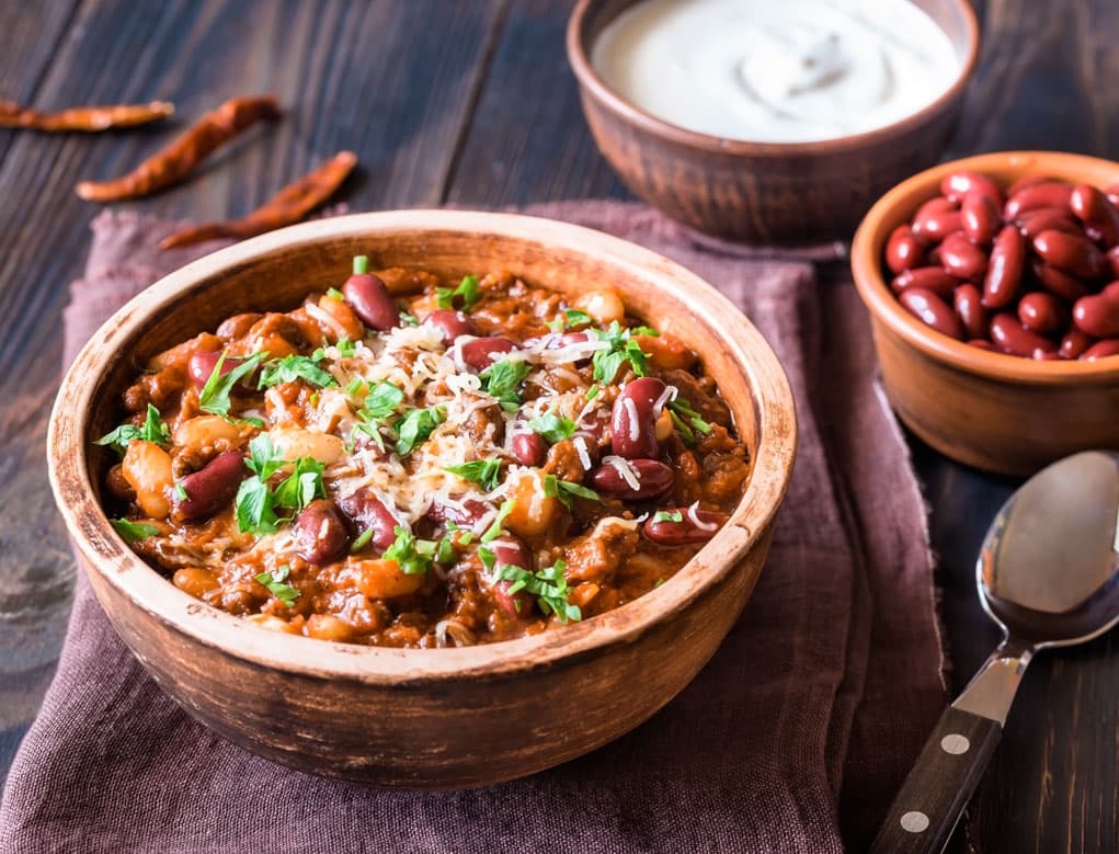 Chili con Pavo Condimentado con Calabaza grande en la Instant Pot