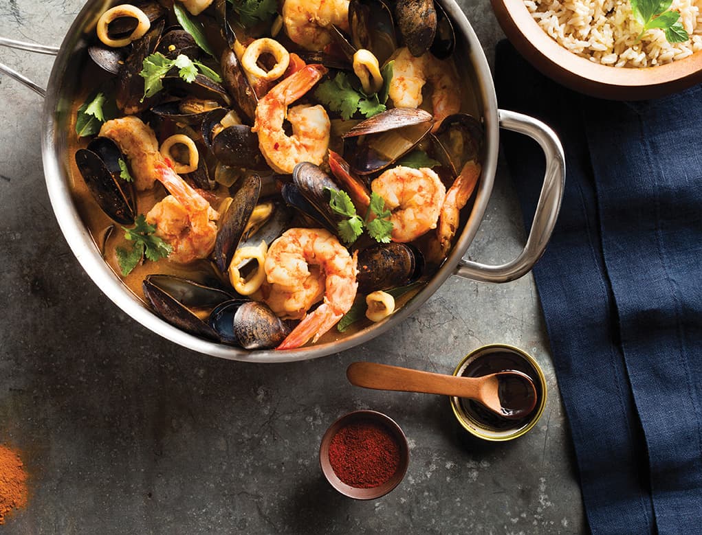 Curry Malabar mixto de Mariscos