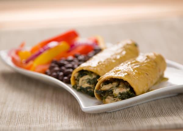 Enchiladas de pollo y espinacas