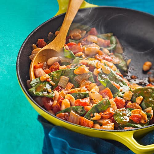 Frijoles ahumados y Espinaca