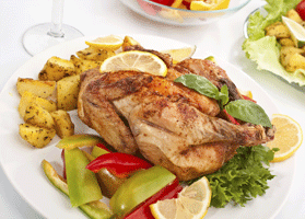 Gallina de Cornualles asada al romero