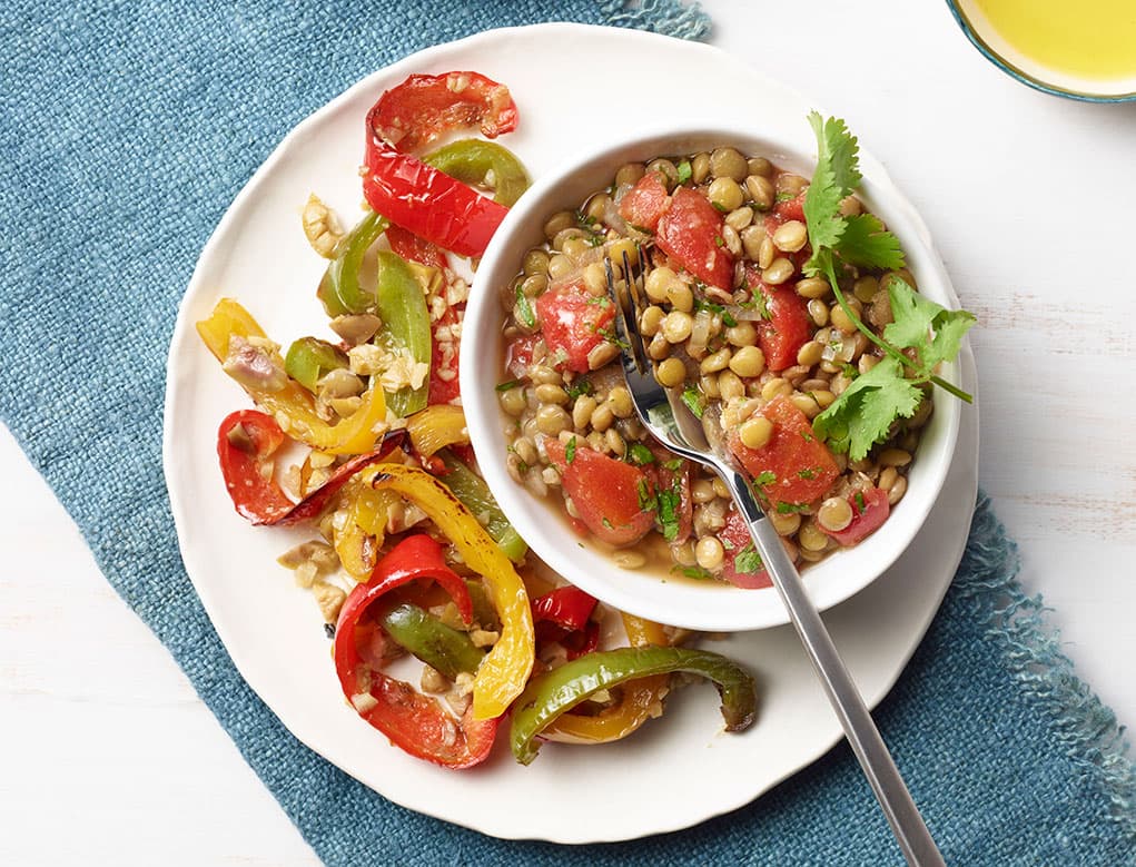 Lentejas marroquíes con tomates guisados