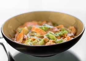 "Pasta" Carbonara con Papardelle de vegetales