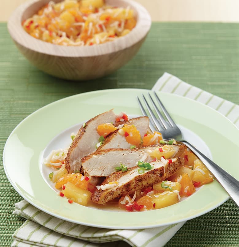 Pollo con salsa de piña y naranja mandarina