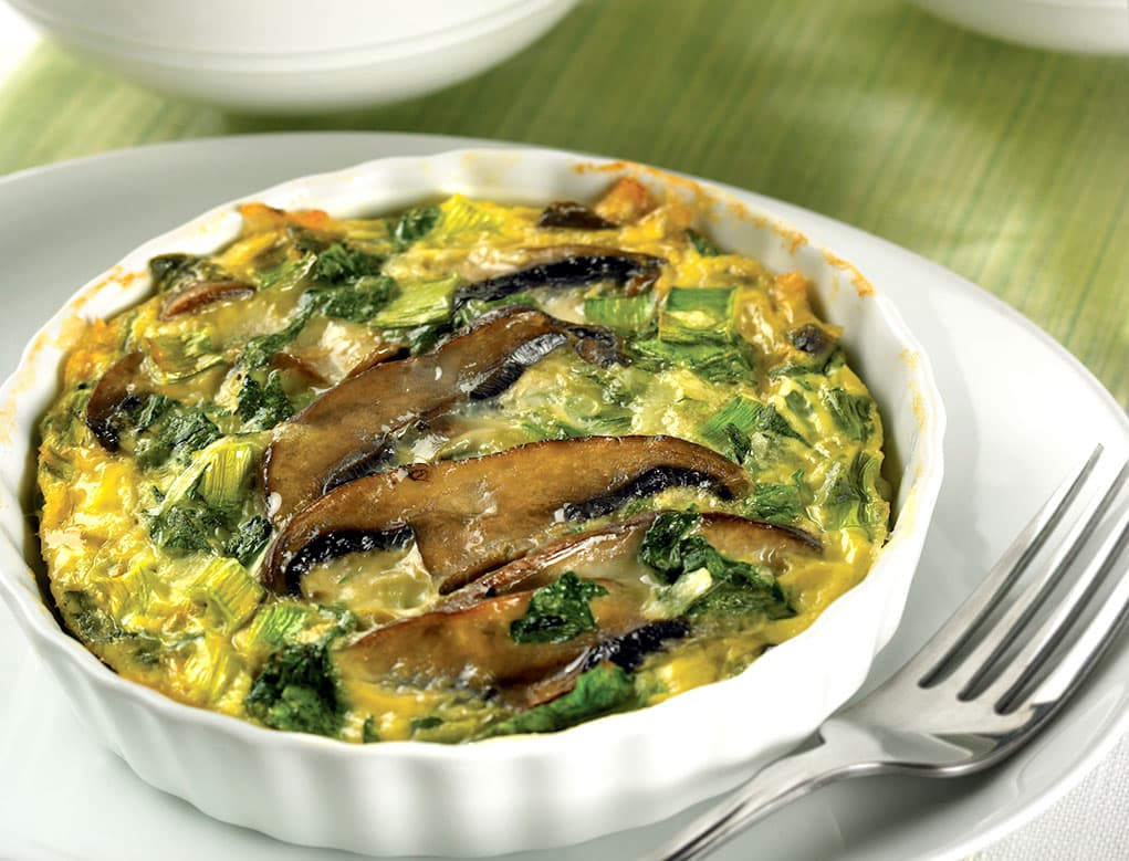 Quiche de espinacas y champiñones sin corteza
