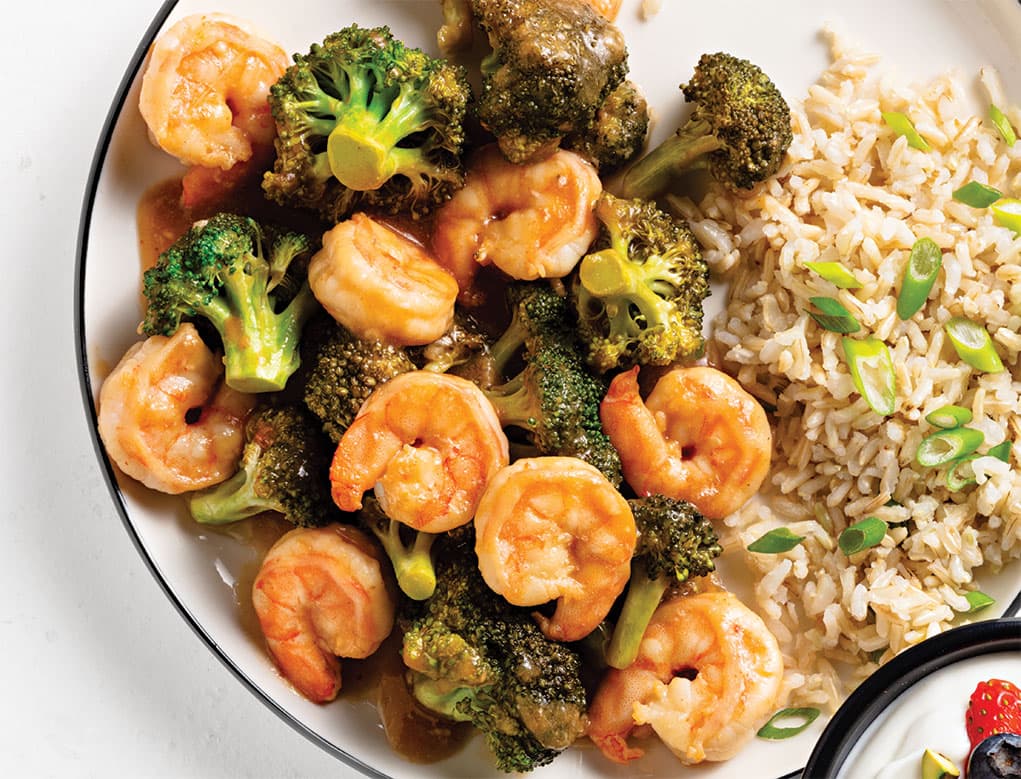 Sofrito sencillo de Brócoli y Camarones