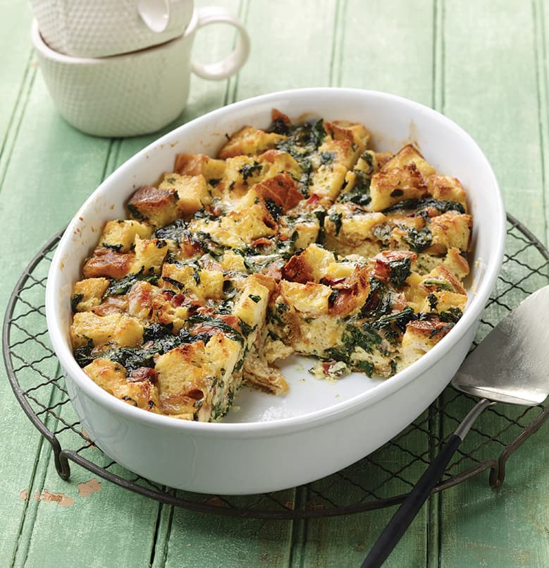 Strata Ligero y Esponjoso de Espinaca y Queso