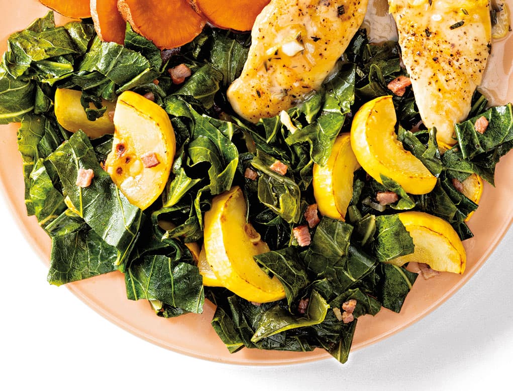 Vegetales verdes con Zapallo Amarillo